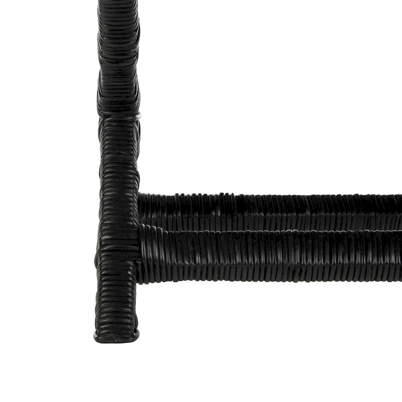 Panchina a X in Rattan Intrecciato, Naturale e Nero, 1 Posto, 2 Colori
