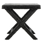 Panchina a X in Rattan Intrecciato, Naturale e Nero, 1 Posto, 2 Colori