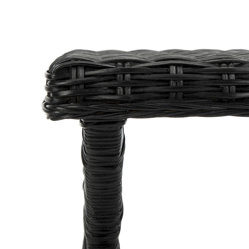 Panchina a X in Rattan Intrecciato, Naturale e Nero, 1 Posto, 2 Colori