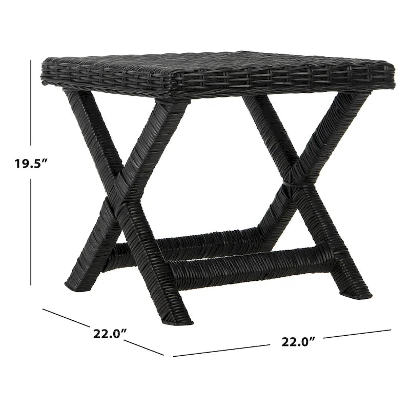 Panchina a X in Rattan Intrecciato, Naturale e Nero, 1 Posto, 2 Colori