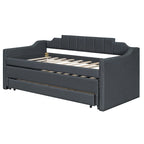 Letto a Giorno a Due Letti con Rotelle e 3 Cassetti, Stile Divano, 1 Posto, Colore Beige