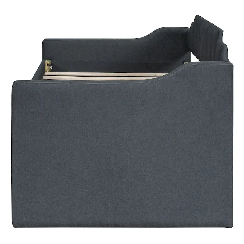 Letto a Giorno a Due Letti con Rotelle e 3 Cassetti, Stile Divano, 1 Posto, Colore Beige