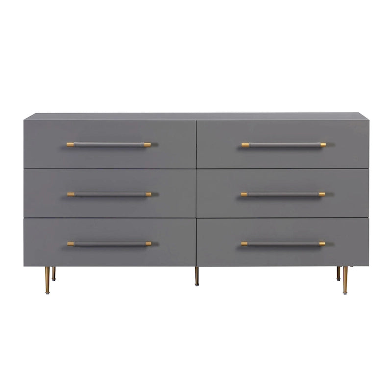 Comò a 6 cassetti bianco/grigio/nero, singolo