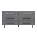 Comò a 6 cassetti bianco/grigio/nero, singolo