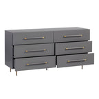 Comò a 6 cassetti bianco/grigio/nero, singolo