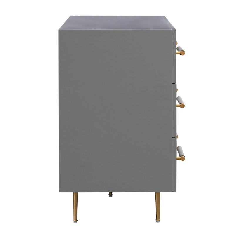 Comò a 6 cassetti bianco/grigio/nero, singolo