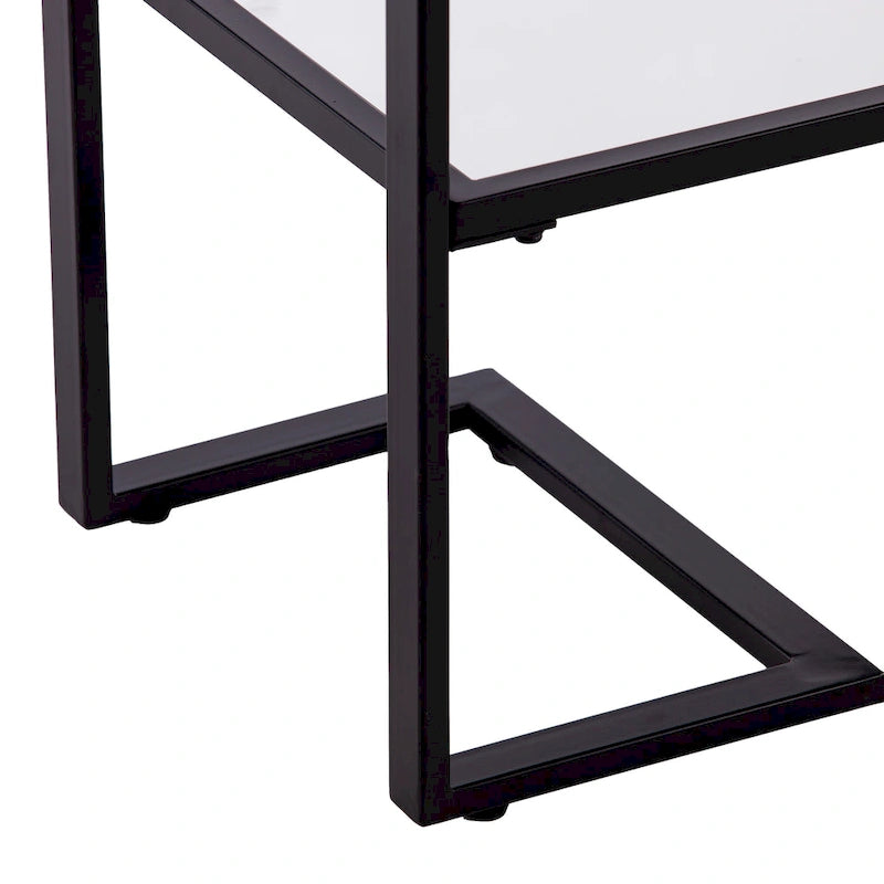 Consolle stretta Glam nera/argento, a 2 ripiani, montaggio a 1 persona