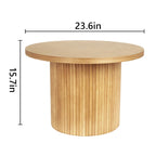 Tavolino da caffè rotondo impilabile in rovere naturale, stile moderno di metà secolo (singolo)