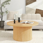 Tavolino da caffè rotondo impilabile in rovere naturale, stile moderno di metà secolo (singolo)