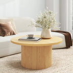 Tavolino da caffè rotondo impilabile in rovere naturale, stile moderno di metà secolo (singolo)