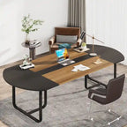 Scrivania moderna curva Noce e Nero / Naturale e Nero, monoposto