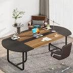 Scrivania moderna curva Noce e Nero / Naturale e Nero, monoposto