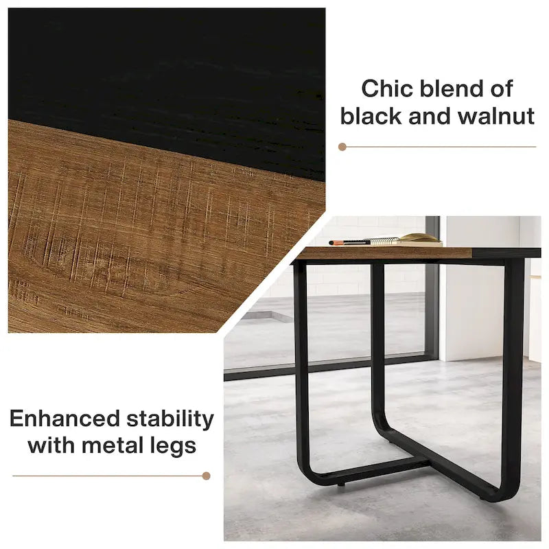 Scrivania moderna curva Noce e Nero / Naturale e Nero, monoposto