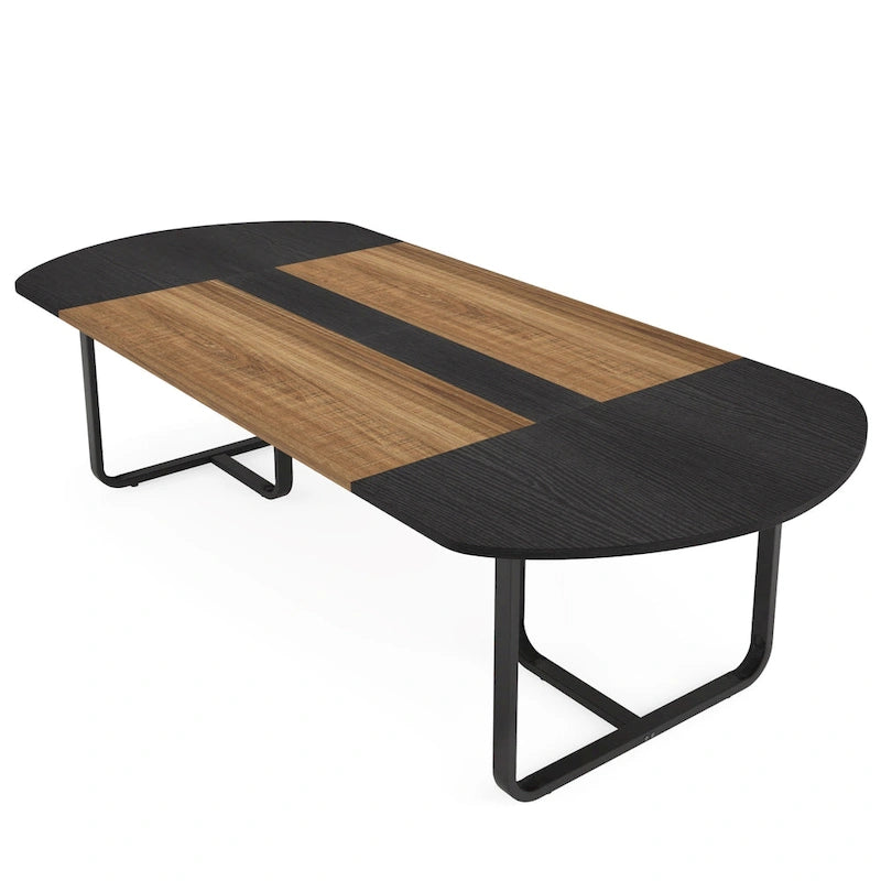 Scrivania moderna curva Noce e Nero / Naturale e Nero, monoposto