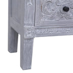 Credenza grigia a 2 cassetti, legno massello di mogano, montaggio 1 persona