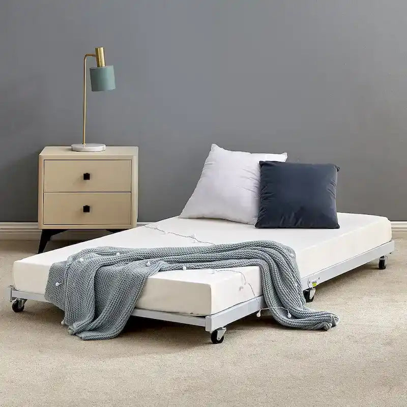 Divano letto in metallo nero con letto estraibile, piazza singola, 2 posti letto