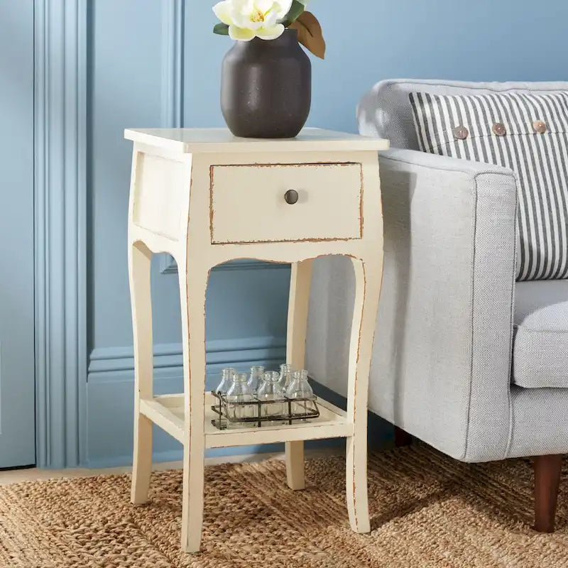 Tavolino in stile francese, singolo o in coppia – Miele Naturale / Crema Vintage / Grigio Cenere