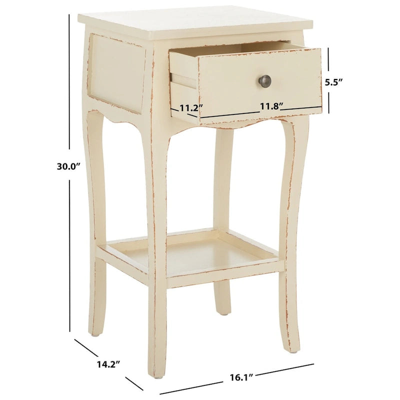 Tavolino in stile francese, singolo o in coppia – Miele Naturale / Crema Vintage / Grigio Cenere