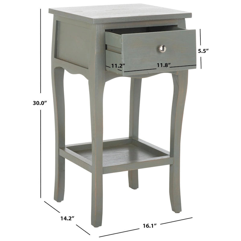 Tavolino in stile francese, singolo o in coppia – Miele Naturale / Crema Vintage / Grigio Cenere