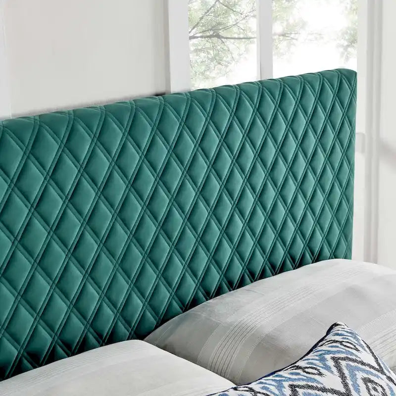 Testiera in velluto trapuntato per letto a una piazza e mezza/matrimoniale - Disponibile in 8 colori