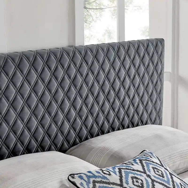 Testiera in velluto trapuntato per letto a una piazza e mezza/matrimoniale - Disponibile in 8 colori
