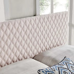 Testiera in velluto trapuntato per letto a una piazza e mezza/matrimoniale - Disponibile in 8 colori