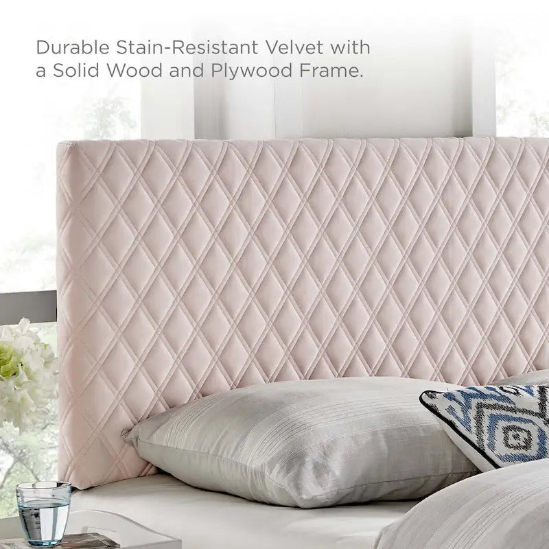 Testiera in velluto trapuntato per letto a una piazza e mezza/matrimoniale - Disponibile in 8 colori