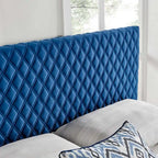 Testiera in velluto trapuntato per letto a una piazza e mezza/matrimoniale - Disponibile in 8 colori