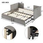 Divano letto imbottito in velluto rosa / grigio / beige con letto estraibile, da una piazza e mezza a matrimoniale, 2 persone