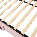Divano letto imbottito in velluto rosa / grigio / beige con letto estraibile, da una piazza e mezza a matrimoniale, 2 persone