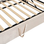Divano letto imbottito in velluto rosa / grigio / beige con letto estraibile, da una piazza e mezza a matrimoniale, 2 persone