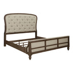 Set letto imbottito Dusty Taupe, cassettiera e specchio – Queen/King, per 2 persone