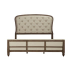 Set letto imbottito Dusty Taupe, cassettiera e specchio – Queen/King, per 2 persone
