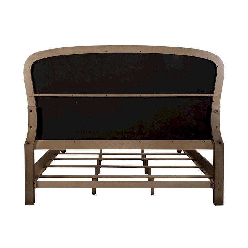 Set letto imbottito Dusty Taupe, cassettiera e specchio – Queen/King, per 2 persone