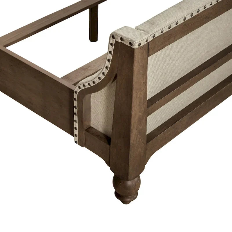 Set letto imbottito Dusty Taupe, cassettiera e specchio – Queen/King, per 2 persone