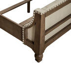 Set letto imbottito Dusty Taupe, cassettiera e specchio – Queen/King, per 2 persone