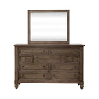 Set letto imbottito Dusty Taupe, cassettiera e specchio – Queen/King, per 2 persone