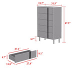Cassettiera in legno grigio a 5 cassetti con gambe metalliche regolabili – Montaggio da 1 persona