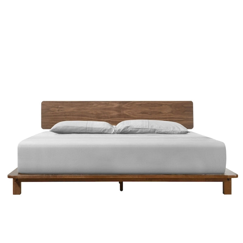 Letto a piattaforma basso noce, stile minimalista, per 1-2 persone
