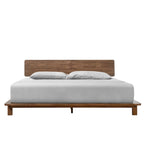 Letto a piattaforma basso noce, stile minimalista, per 1-2 persone