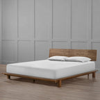 Letto a piattaforma basso noce, stile minimalista, per 1-2 persone