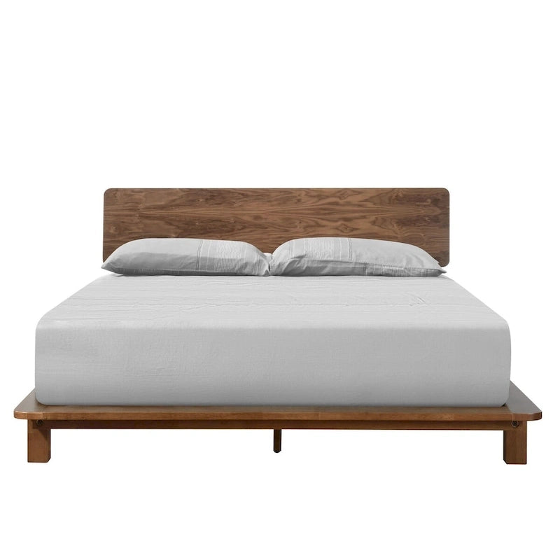 Letto a piattaforma basso noce, stile minimalista, per 1-2 persone
