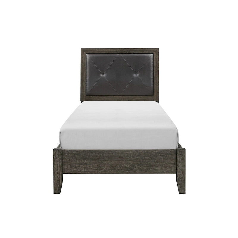Set Camera da Letto 3 Pezzi Grigio Scuro (Letto + Cassettiera + Comodino) – Per 1-2 Persone