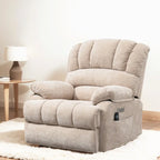 Poltrona reclinabile elettrica in ciniglia blu-grigio / beige / marrone scuro, seduta singola