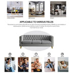 Divano Chesterfield in velluto, 3 posti trapuntato con gambe in metallo (Nero / Grigio / Beige)