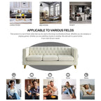 Divano Chesterfield in velluto, 3 posti trapuntato con gambe in metallo (Nero / Grigio / Beige)