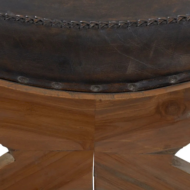 Poltrona da salotto tradizionale in pelle marrone scuro/marrone/nera con pouf – 1 posto