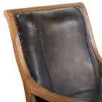 Poltrona da salotto tradizionale in pelle marrone scuro/marrone/nera con pouf – 1 posto