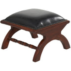 Poltrona da salotto tradizionale in pelle marrone scuro/marrone/nera con pouf – 1 posto