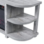 Mobile TV grigio con caminetto elettrico, 48", adatto per TV fino a 55"